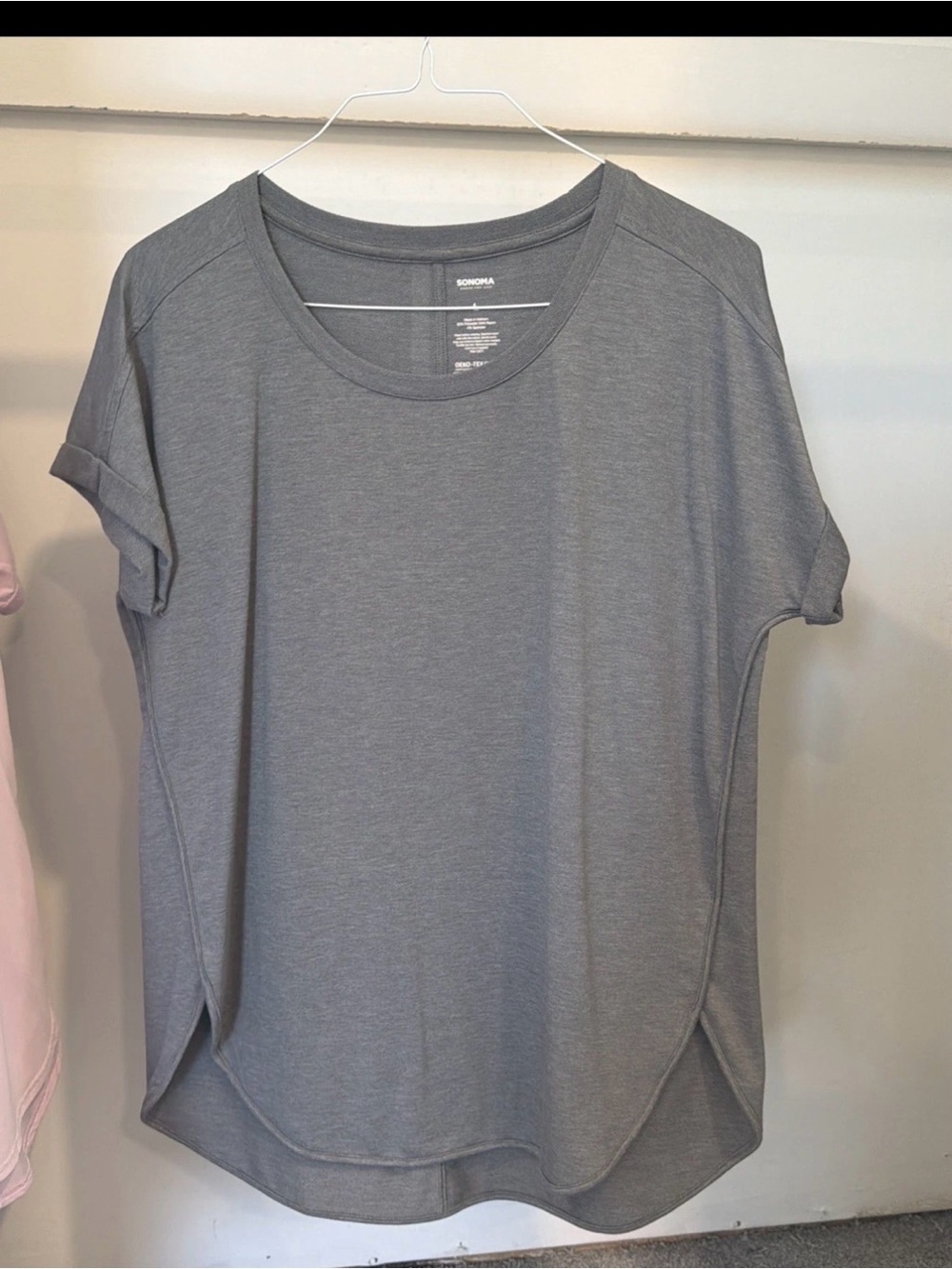 Sonoma Women’s Roll Sleeve Relaxed Fit Tee Shirt Gray Size XL